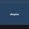 despise の意味と簡単な使い方【音読用例文あり】
